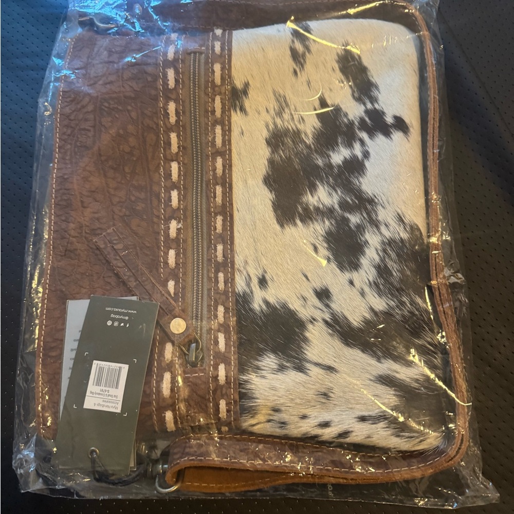 Myra Bag Brown and White Cowhide Crossbody